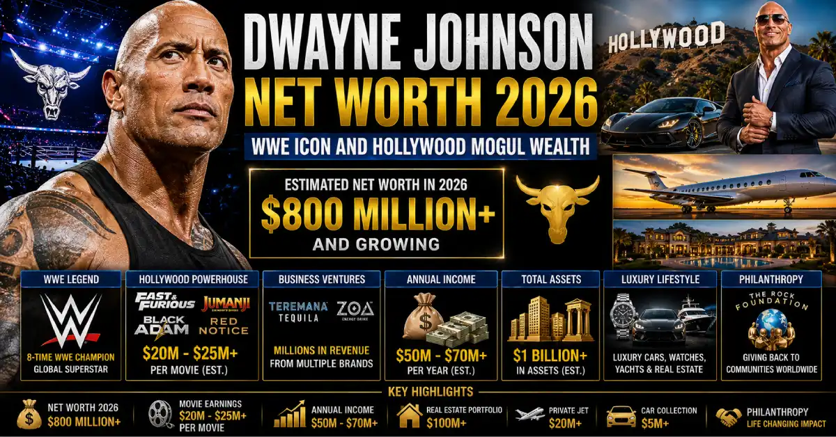 Dwayne Johnson Net Worth 2026: WWE Icon and Hollywood Mogul Wealth